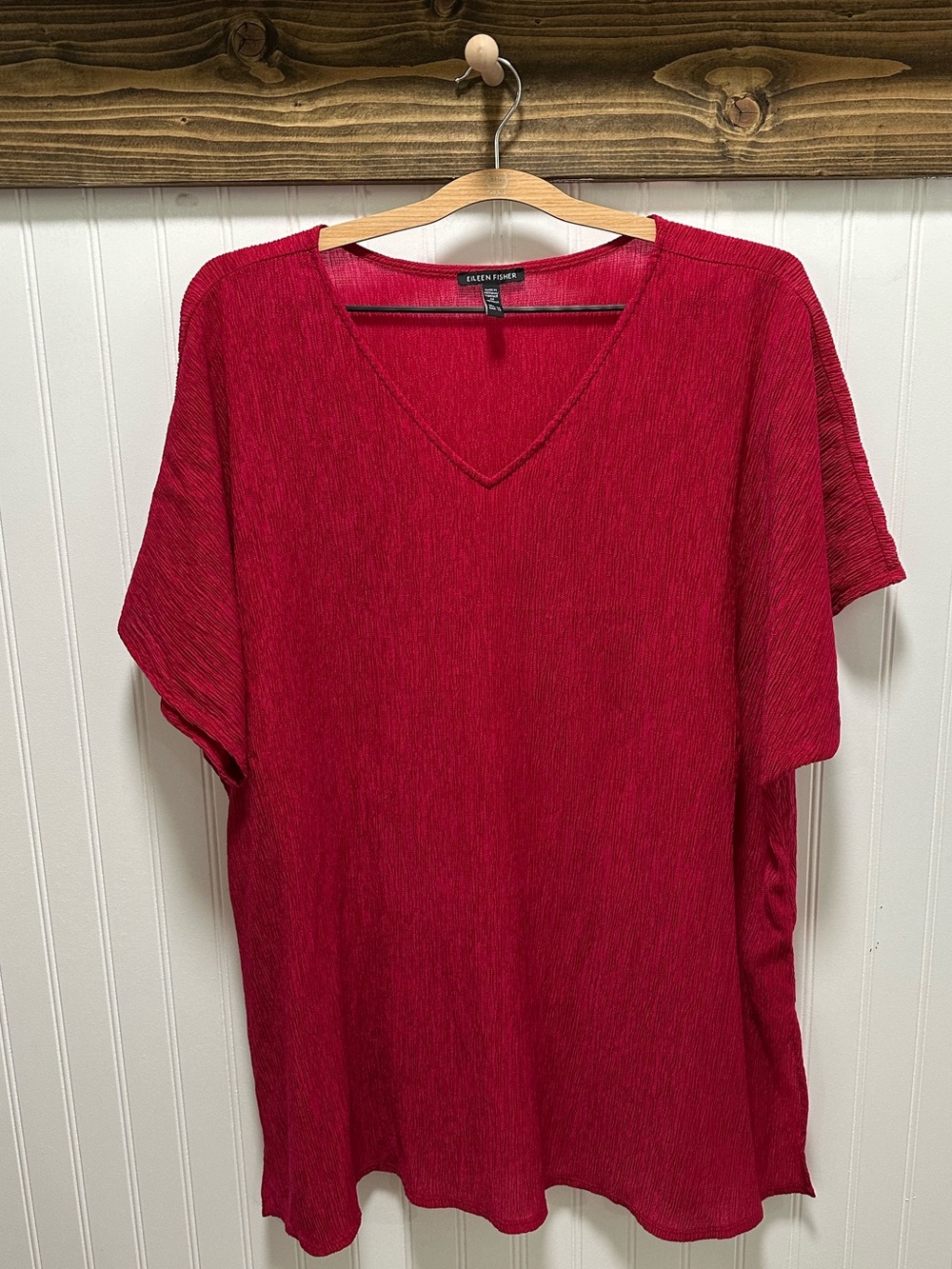Eileen Fisher Berry Textured V-Neck Textured Top 1X